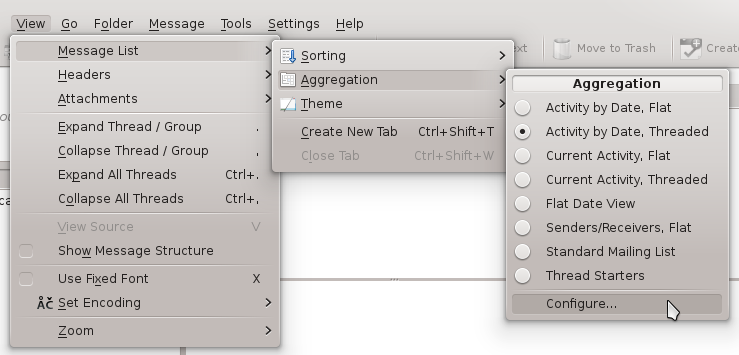 View->Message List->Aggregation->Configure...