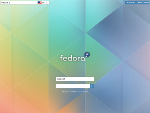 Fedora Plasma Next Live ISO Login screen