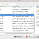 Preview of headers configuration in printing dialog