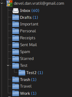 Folder hierarchy synced via native Gmail Resource