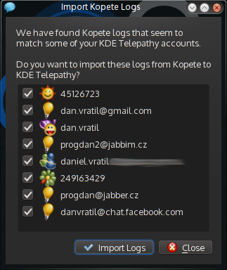 Initial Kopete logs import dialog